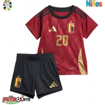 Camiseta Bélgica Lois Openda #20 Primera Equipación para niños Eurocopa 2024 manga corta (+ pantalones cortos)